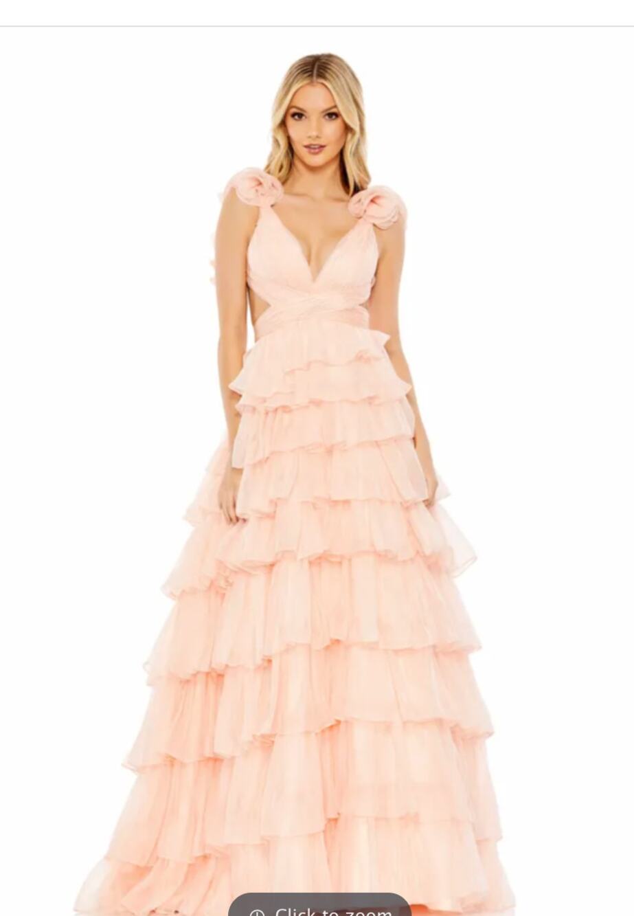 Mac Duggal Pink Flutter Sleeve Ruffle Tiered Gown 67959 Size 8 NEW